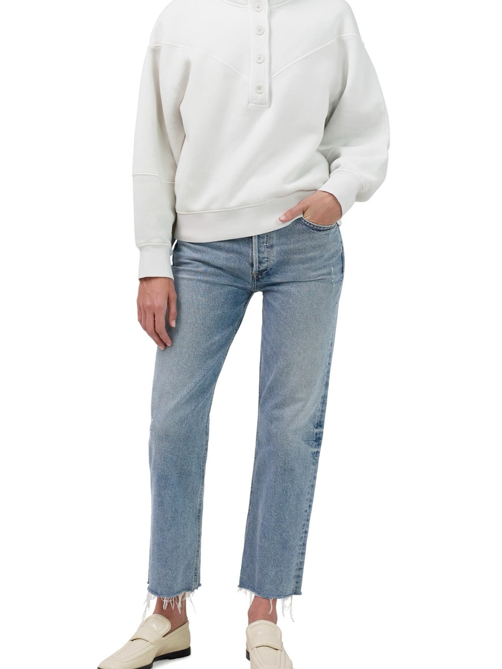 Citizens of Humanity Florence High Rise Distressed Straight Jeans 30
